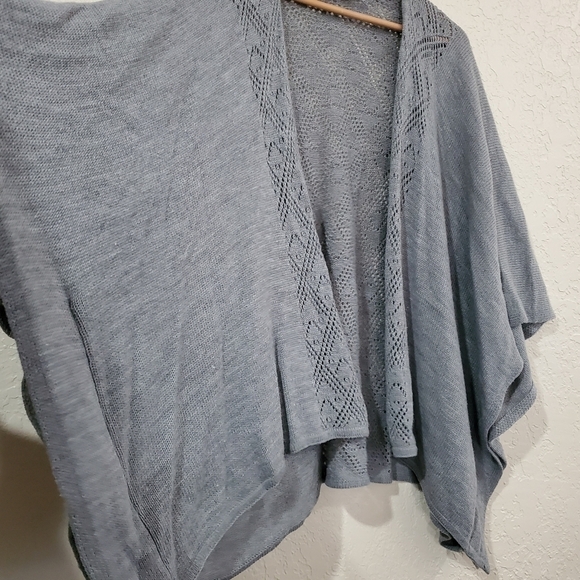 Dillard's Grey Open Gray Crochet Knit Open Cardigan One Size - Picture 3 of 9